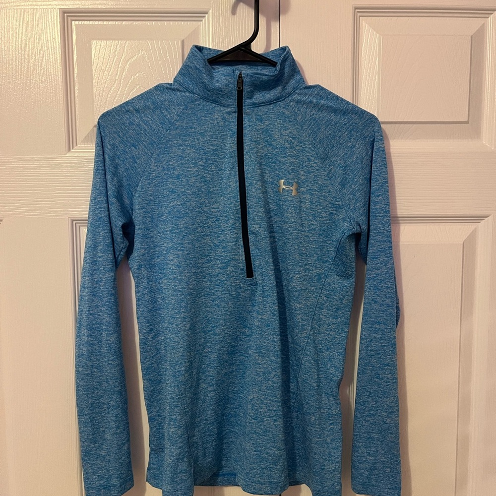 Under Armour - Heathered Blue Quarter Zip Performance Top